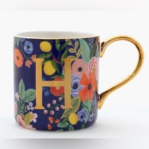 Anthropologie Riffle Paper Company Letter L Floral Mug